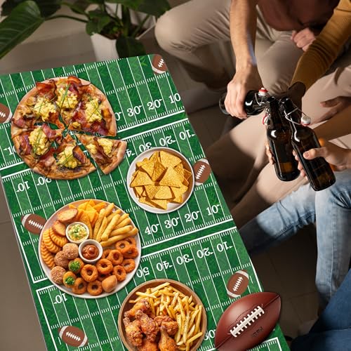Image of Super Game Bowl Party Decorations 2027 - Green Tablecloth for Football Party Decorations Favors Supplies | Game Day Table Cloth Backdrop Banner Indoor Outdoor -Football Birthday Table Cover for Home