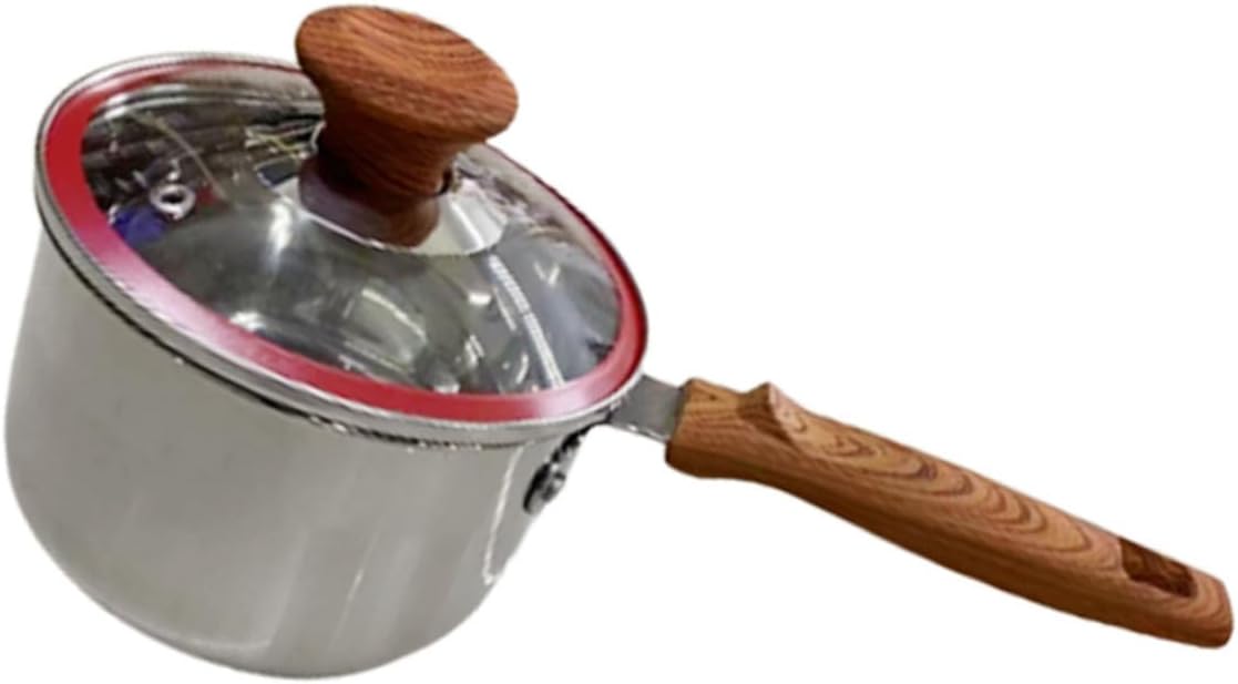 YARNOW Stainless Steel Milk Pot Lid Single Handle Soup Pot Heat-resistant Saucepan for Kitchen