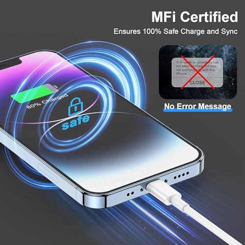Image of Type C to Lightning MFI Certified 20W Fast Charging USB C Cable for iPhone 14, 14 Pro, 14 Pro Max, 14 Plus, 13, 12, 12 Pro, 11, 11 Pro Max iPhone 12 Mini, X, 8 and iOS Devices (Pack of 1) - White