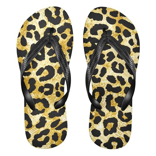 Leopard Gold Black Flip Flop Beach Summer Casual Sandal for Women & Men Shower Shoes 20861864