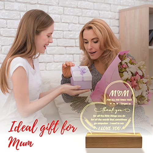 Niyewsor Mother's Day Gifts for Mum, Mum Gifts from Daughter Son, Mum Birthday Gifts Night Light, Personalised Presents for Mum, Thanksgiving Christmas Gifts for Mum Mummy