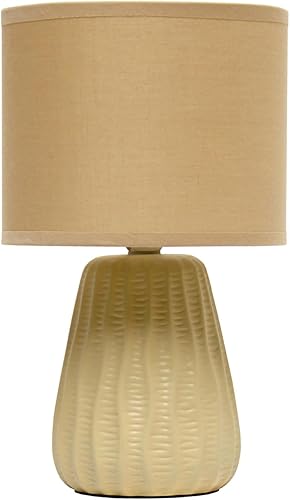 Simple Designs LT1138-TAN - Lámpara de escritorio tradicional de 11.02 pulgadas con textura de cerámica en colores pastel con pantalla de tela a