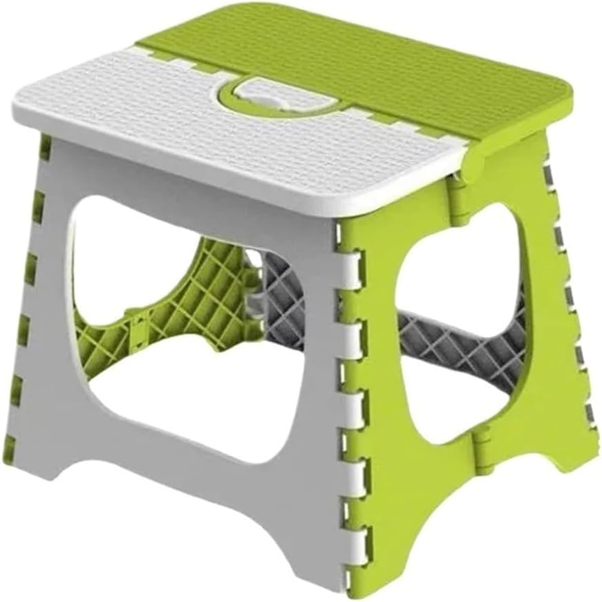 1/2Pcs 23X18X20cm Collapsible Portable Light-Weight Folding Green Stool with Handle for Travel Camping Outdoors(Green 2pcs)