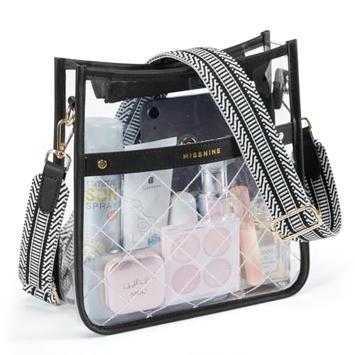 Image of Missnine Clear Crossbody Bags for Women Stadium Approved Clear Purse for Concert Transparent Plastic Bag with Guitar Strap