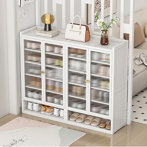 Armoire à chaussures gain de place meuble de rangement blanc fin 120 cm de large pour entrée