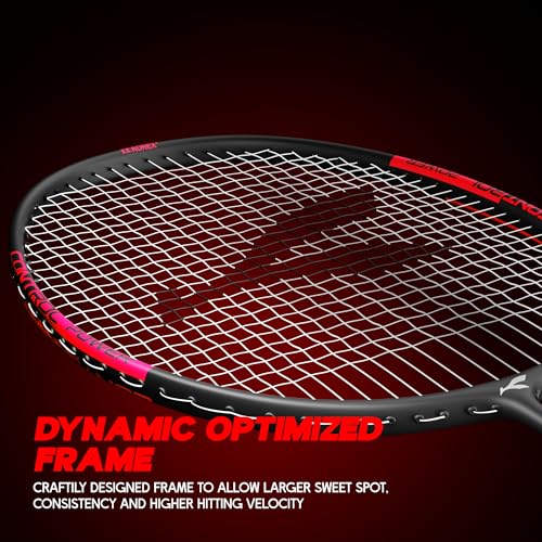 Image of Konex Aluminium Badminton Racquet 2U (90±1g) | 28 LBS Tension | Slim Shaft with PU - Red (Pack of 1)