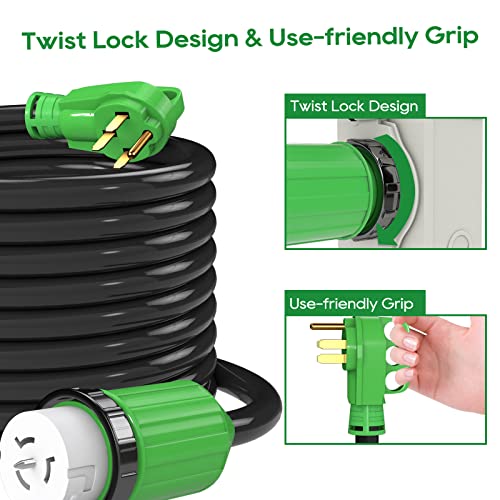 Rvingpro 50 Amp Generator Cord 15Ft And Power Inlet Box, Pre-Drilled 50 Amp Generator Inlet Box With Cord, Nema 14-50P To Ss2-50R Generator Cord Waterproof Combo Kit, Etl Listed #TOP5