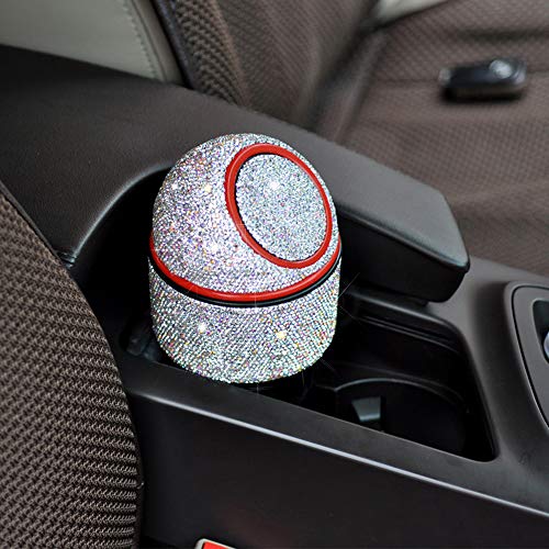 Image of Bling Rhinestone Auto Garbage Can Car Trash Can with Lid Mini Garbage Bin for Automotive Car, Home, Office, Kitchen, Bedroom (D)
