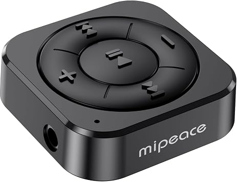 MIPEACE Bluetooth 5.3 Audio Receiver for Wired Headphones, Car & Speakers, Bluetooth Headphone Adapter with Built-in Mic, Clip-On & Pass-Through Charging-BK