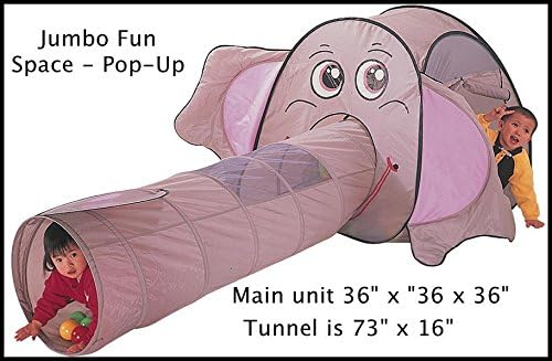 Jumbo Pop Up Tent 36" x 36", with 73" long Tunnel and 36" X 36" Memory Foam Pad. A great Fun Product. Designed & Made in USA and Taiwan, (See Picture Details)