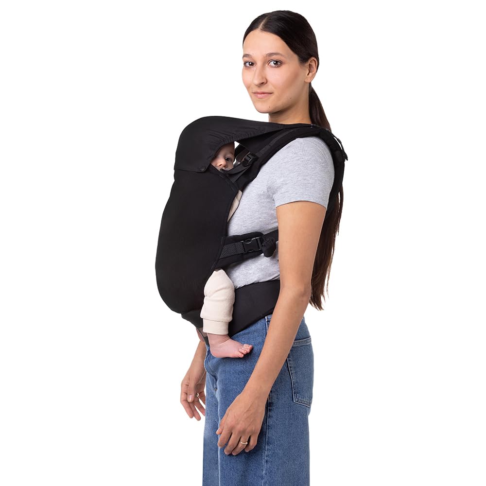 Marsupio MoMi COLLET per bambini di 3-48 mesi (peso 4-20 kg), 2 posizioni di sostegno con 6 punti di regolazione, con cappuccio e poggiatesta per il bambino
