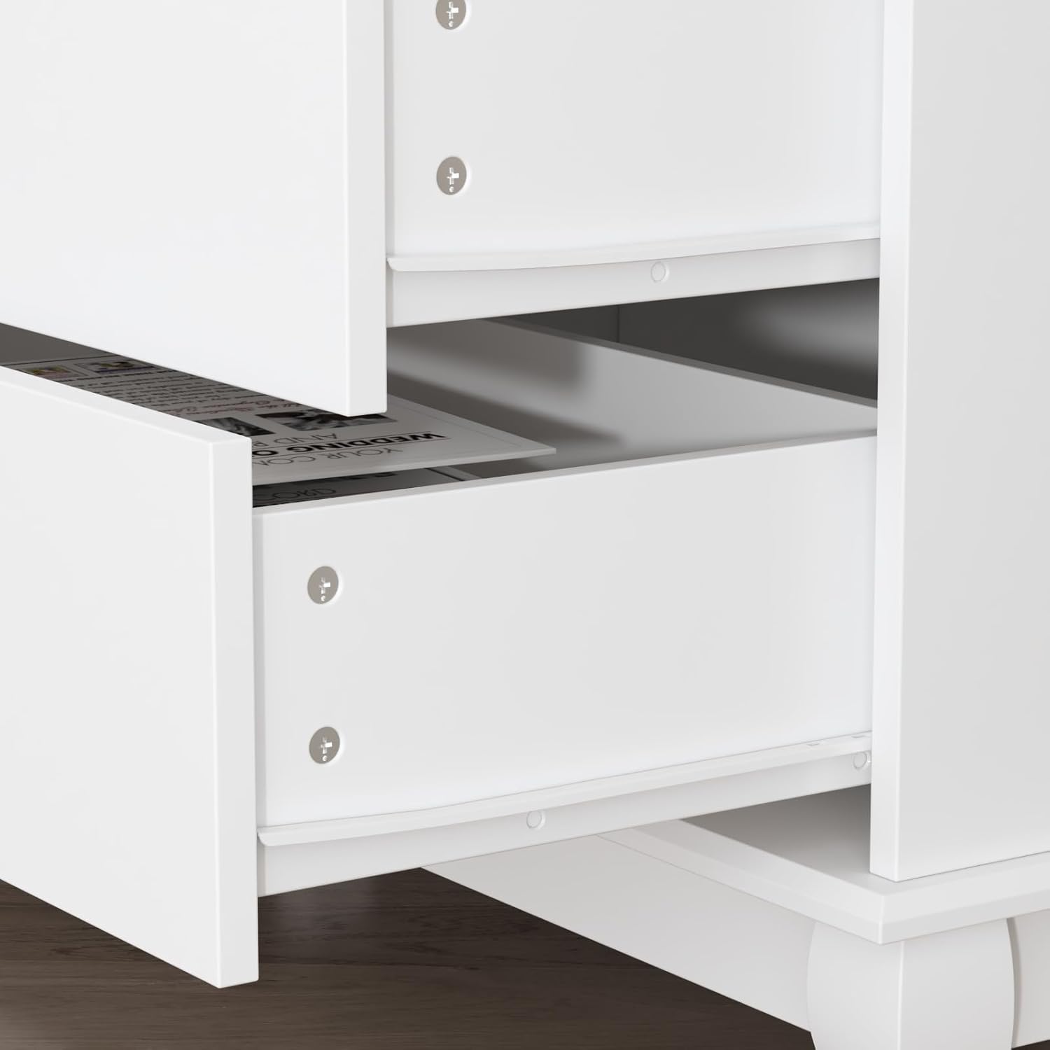 FUFU&GAGA White Dresser for Bedroom Chest of Drawers, Modern 10 Drawer Cabinet with Silver Knobs, 55.1” Wide Dressers with Wood Legs for Living Room Hallway, 55.1”W x 15.7”D x 35.4”H