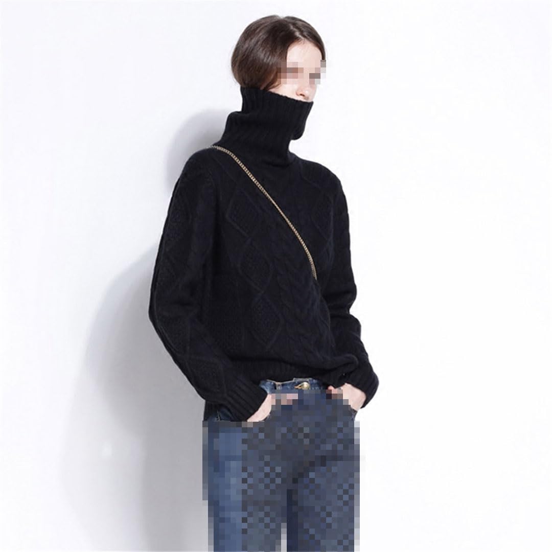 Vogrtcc Maglione Dolcevita da Donna Pullover Intrecciato Spesso A Maniche Lunghe in Maglia di Lana di Cashmere con Fondo