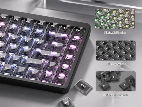 Image of dagaladoo Black Low Profile Keyboard keycaps,Clear Key caps Jelly Set | shine through custom Keycaps for Cherry Gateron MX Switches 60% 65% 75% 96% 100% mechanical keyboard,126keys