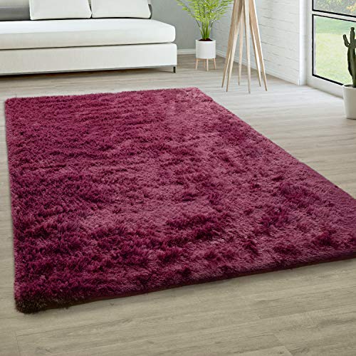 Paco Home Tapis De Salon Poils Longs Fausse Fourrure Shaggy Moelleux Monochrome, Dimension:60x100 cm, Couleur:Pourpre