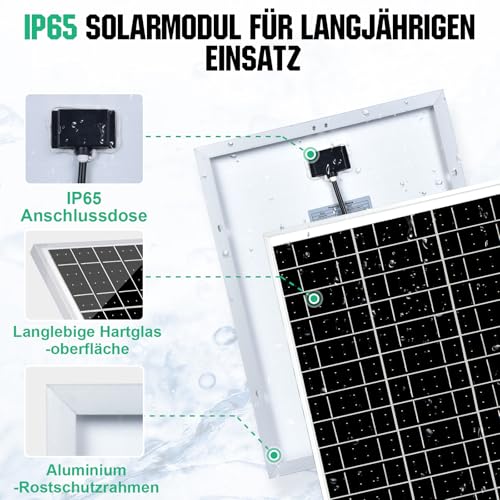 ECO-WORTHY 25W 12V Monokristallines Solarmodul Solarpanel Kit: 25W Solarpanel + Verstellbare Halterung + SAE-Anschlusskabel +10A Laderegler für Auto RV Marine Boot