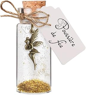 Poussière de fée dans une fiole en verre cadeau féérique avec paillettes dorées pour petites filles ou amateurs de curiosités