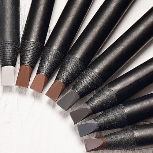6pcs Microblading Waterproof Pre-Draw Mapping Pencils Peel off Eyebrow Pencil Hard Permanent Makeup Eyebrow Pencil (#09 Light Brown)