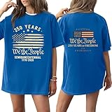 Women 4th of July Round Neck Tops Casual Loose 250 Anniversary Printed Shirts Independence Day Short Sleeve Blouse