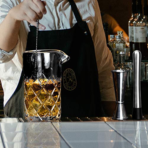 Lighten Life Cocktail Mixing Glass Set,Bar Mixing Set With 20Oz Crystal Thick Bottom Glass,Spoon, Jigger,Strainer And Muddle,5 Pieces Cocktail Mixing Glass Kits Perfect For Amateurs And Bartenders #TOP4