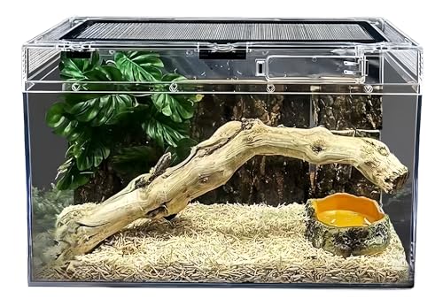 両生類 ケージ レプタイルボックス 給餌ケージ ボックス 爬虫類テラリウムタンク 爬虫類飼育ケージ 爬虫類用ガラスケージ 爬虫類 飼育ケース レプテリア 給餌箱 密閉性と防水性があり、餌やりや掃除に便利 360度視認可能、耐久性があり、通気性、愛するペット