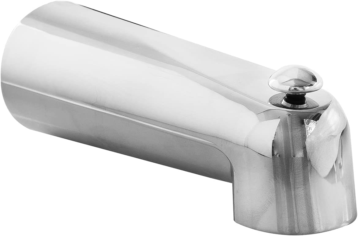 SENTO Slip On Silver Universal Bathroom Tub Spout with Diverter, Durable Heavy Duty Metal Bathtub Faucet with Shower Diverter - 7 Inches 1/2" Copper Pipe, Polished Chrome