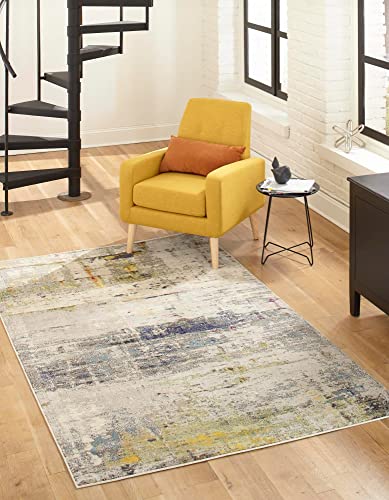 Tapete decorativo rectangular 8' x 10' beige y gris miniatura 1