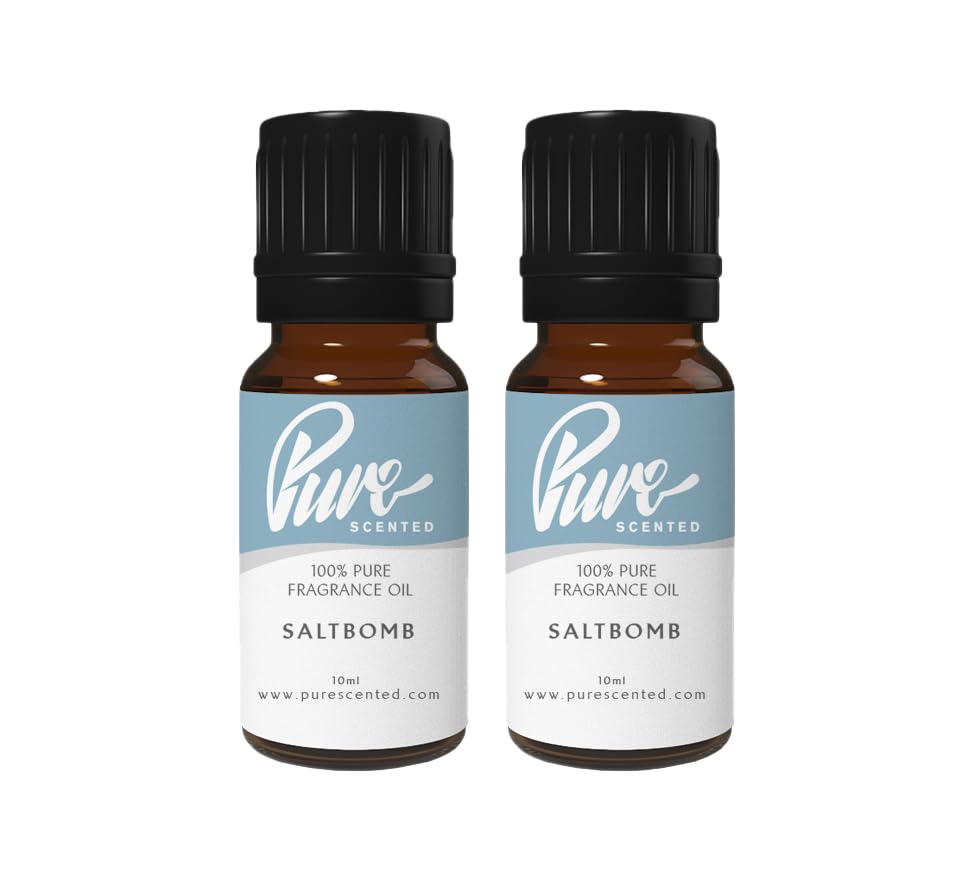 Pure Scented 20ml Fragrance Oils - 2 x 10ml Suitable for Candles, Soaps, Slime, Diffusers, Cosmetics, Wax Melts, Designer (2 x 10ml, Saltbomb) — image 1