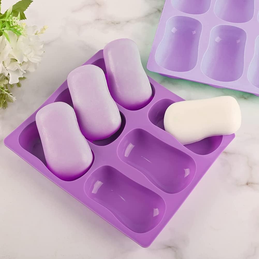 REDSKY 1Pc Silicone Soap Moulds for Soap Making, Round & Rectangle Soap Mould Silicon Soap Moulds for Soap Making| 6 Cavity Square Soap Mold,Reusable Silicone Mold for Handmade Soap, Candle & Resin (Random Colour)-image-19