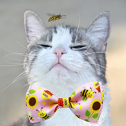 Pohshido 2 Pack Cat Bow Tie Collar with Bells, Breakaway Buckle Safety Kitty Kitten Collar (Adjustable Size from 7.8-12… - Image 4