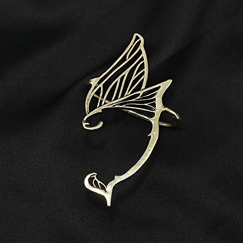 2Pcs Gothic Piercing Elf Ear Cuff Wrap Stud Earring, Hollowed Cat Ear Wrap Pierced Fake Earrings Vintage Costume Cosplay Punk Jewelry for Womens4