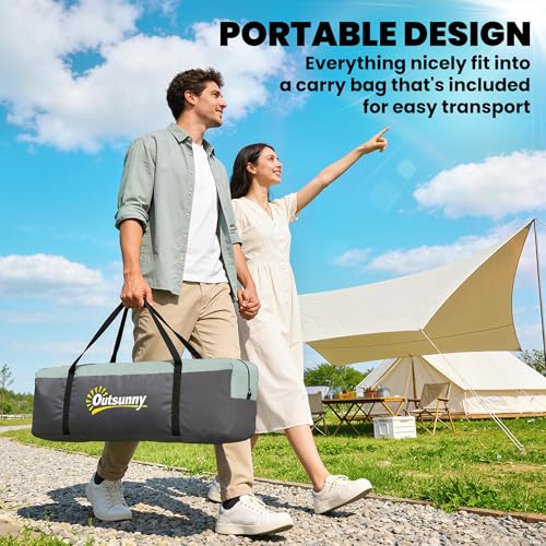 Outsunny 5-6 Person Outdoor Camping Tent, Family Tent with 3 Windows, Lighting Hook and Carrying Bag for Camping, Hiking and Travelling, Green image 5