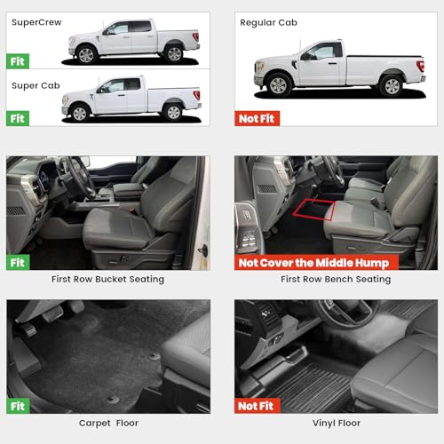 Image of LASFIT Floor Mat for Ford F150 2015-2026 SuperCrew & Super Cab 1st Row Only