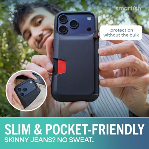 Smartish® iPhone 17 Pro Wallet Case - Wallet Slayer Vol. 1 [Slim + Protective] Credit Card Holder - Drop Tested Hidden Credit Card Slot Cover for Apple iPhone 17 Pro - Black Tie Affair by Smartish - Used condition - Image 3
