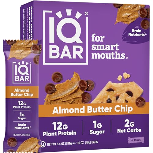Iqbar Barrette Proteiche Per Cervello E Corpo - Barrette Cheto Con Chip Di Burro Di Mandorle - 4 Barrette Energetiche - Snack Vegano