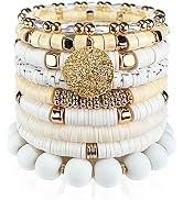 CATCHY & CRAFTY Bracelet Heishi Stretch Stackable Layering Beaded Colorful Bracelets Women Boho F...