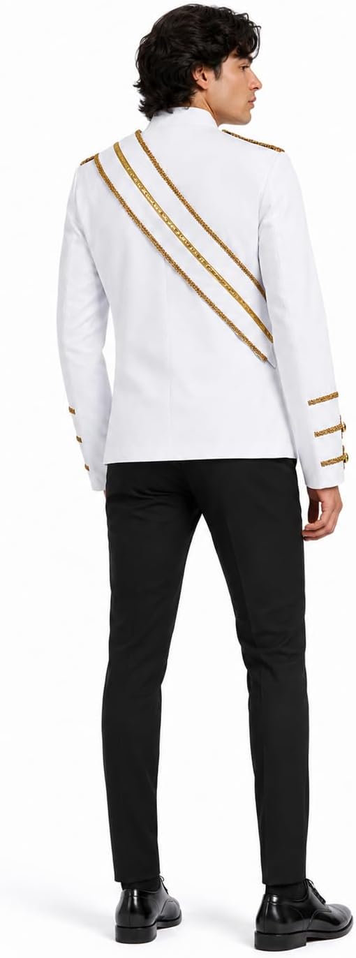 Mens Military Stage Jacket Gold Braided Pop Star Costume Coat for Men Women Party