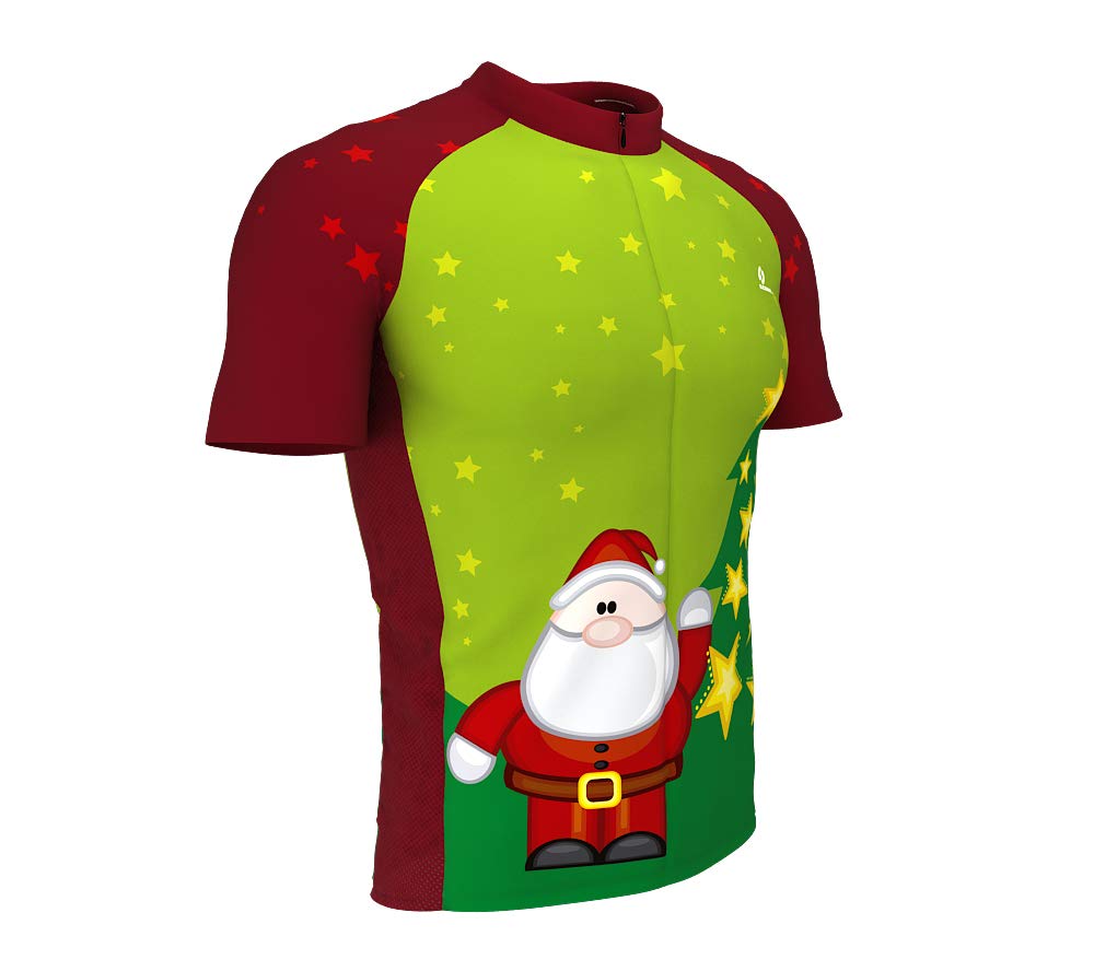 ScudoPro Christmas Santa Short Sleeve Cycling Jersey for Youth - Size XS Green