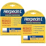 Herpecin L Lip Balm Stick with SPF30 and Lysine; Protects & Treats Cold Sores & Fever Blisters, Chapped Lips, 0.1oz - 2 Pack