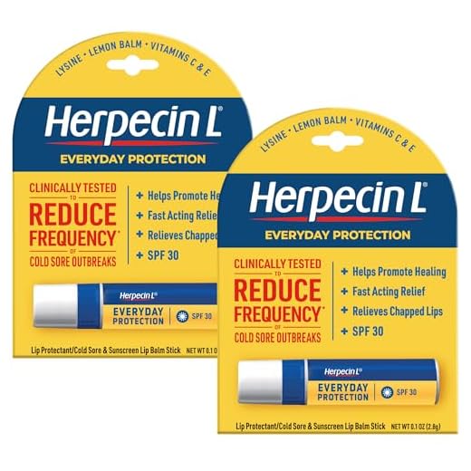 Herpecin L Lip Balm Stick with SPF30 and Lysine; Protects & Treats Cold Sores & Fever Blisters, Chapped Lips, 0.1oz - 2 Pack