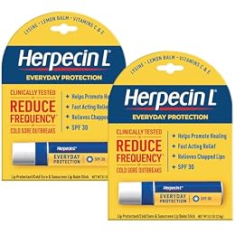 Herpecin L Lip Balm Stick with SPF30 and Lysine; Protects & Treats Cold Sores & Fever Blisters, Chapped Lips, 0.1oz - 2 Pack