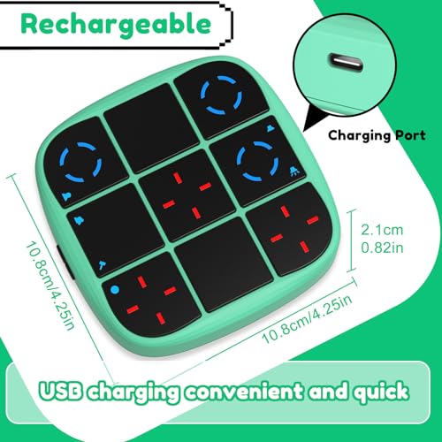 KOQQQ Rechargeable Tic-Tac-Toe Bolt Game, Upgraded 4-in-1 Handheld Puzzle Console, Electronic Educational Memory Game, Portable Travel Car Ride Board Games for Kids Adults (Cyan) by KOQQQ - Used condition - Image 3