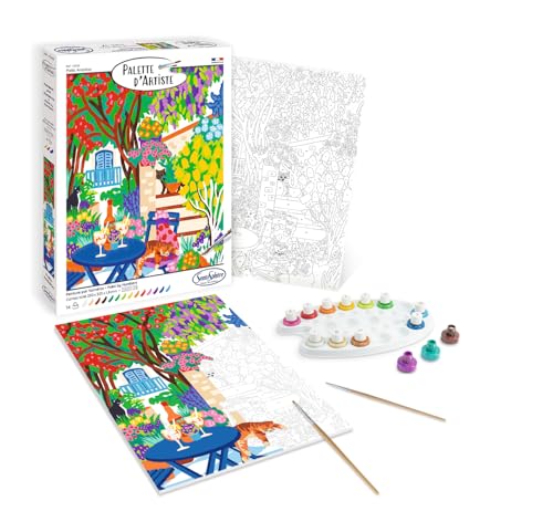 Sentosphère- Palette d'Artiste - Patio Andalou - Peinture par numéros - 16 couleurs - Qualité Beaux Arts - Loisirs et créatifs adultes - Made in France