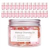 YuanQ Cleansing Oil for Face 25Pcs Makeup Remover Oil Travel Size Facial Makeup Remover Cleanses without Clogging Pores for All Skin Types (Pink)