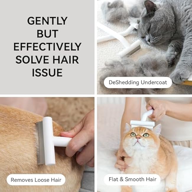 aumuca Pet Deshedding Tools for Short Haired Cats & Dogs, Dematting Deshedding Brush Cats Shedding Tool, Dog Undercoat Brush, Gently and Effectively Remove Loose Hair, Highly Deshedder Grooming Combs-DXC67AIx