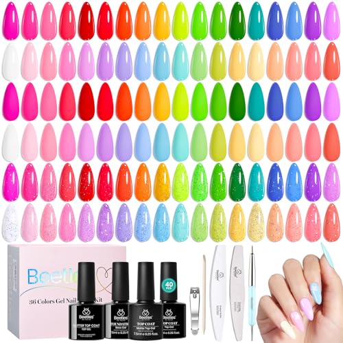 Vivid Whimsy | 36 Nail Pastel Glitter Neon Rainbow Bright Gel Polish Colors