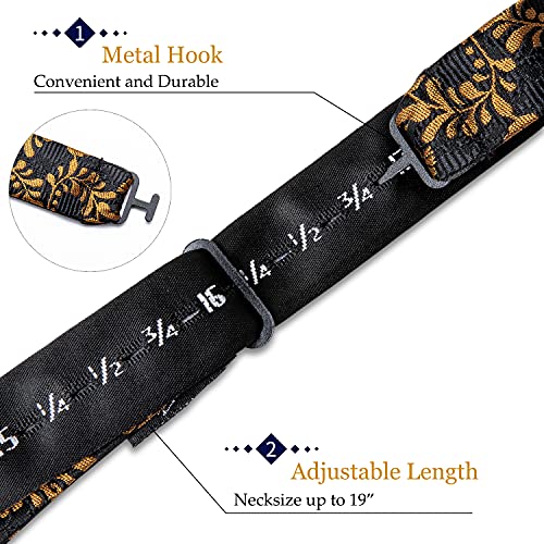 Image of DiBanGu Men Bow Tie Paisley Striped Self-Bow Tie for Men and Silk Woven Bowtie Pocket Square Cufflinks Wedding Party