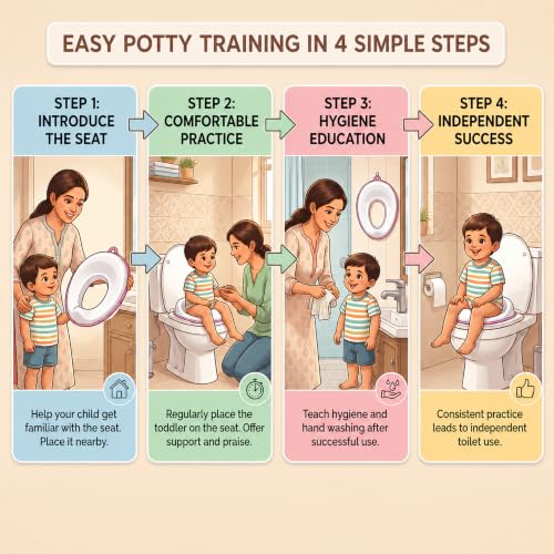 Image of Kids Station Baby Portable Baby Potty Training Toilet Seat Cover with Non-Slip Base, Splash Guard, and Storage Hook-Ideal for 1-5 Year Child, Fits Round & Oval Western Toilets, Toddler Travel-Friendly | Kids Station Baby Portable Baby Potty Training Toilet Seat Cover