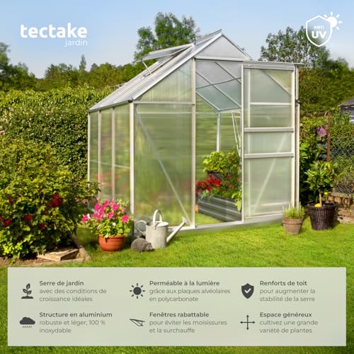 tectake® Serre de Jardin en Aluminium Polycarbonate pour...