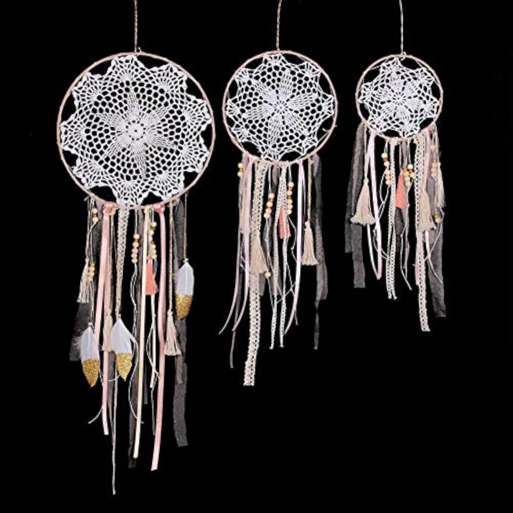 3Pcs Boho Decor Dream Catcher Feather Kit for Girls